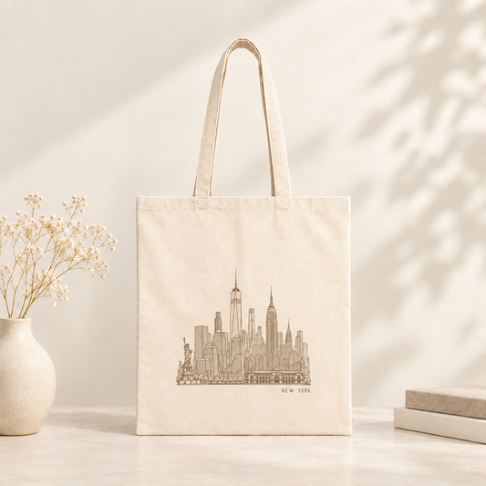 New York USA Tote Bag - Minimalist Skyline