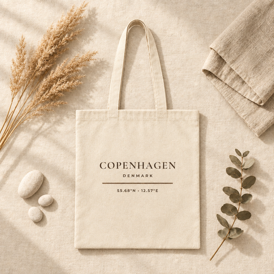 Copenhagen Denmark Tote Bag - Minimalist Typography