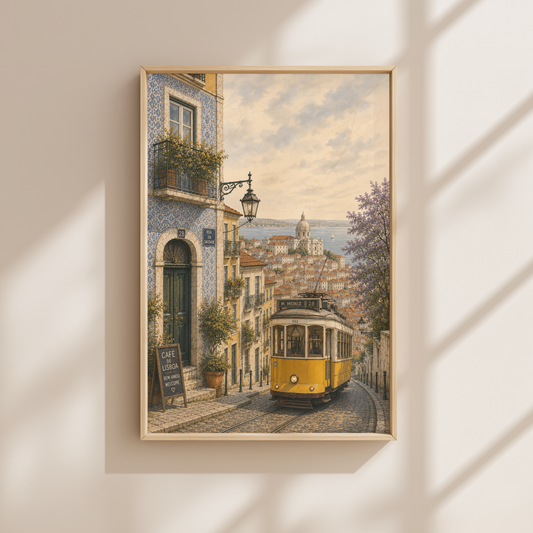 Lisbon Portugal Travel Wall Art - Vintage (Unframed)