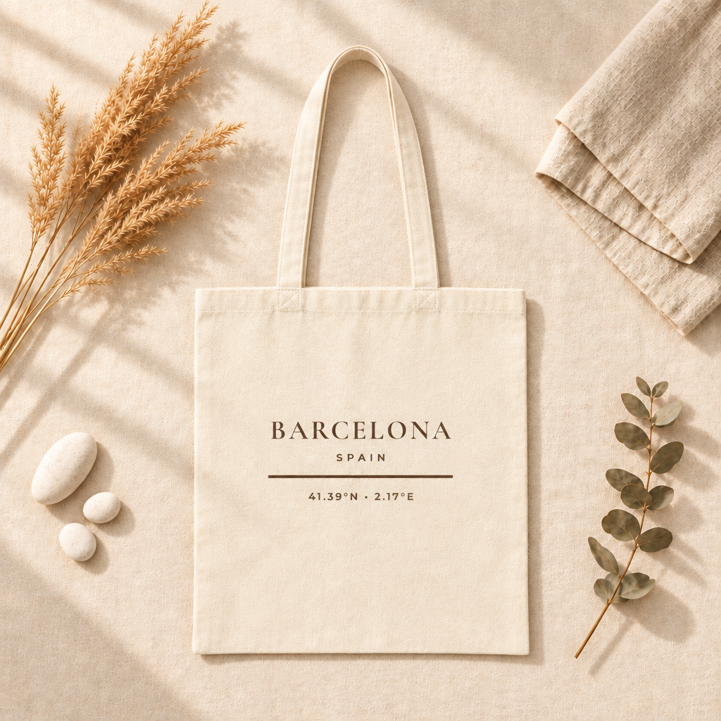 Barcelona Spain Tote Bag - Minimalist Typography