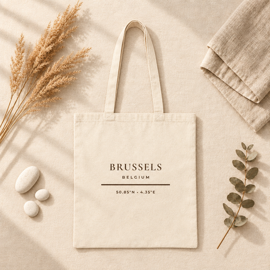 Brussels Belgium Tote Bag - Minimalist Typography