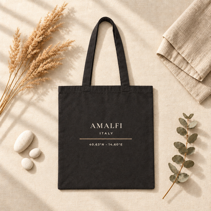 Amalfi Italy Tote Bag - Minimalist Typography