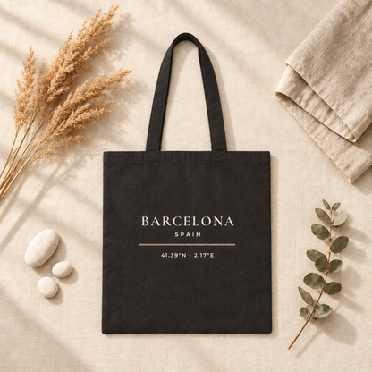 Barcelona Spain Tote Bag - Minimalist Typography