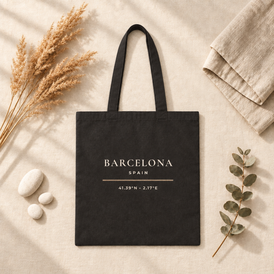 Barcelona Spain Tote Bag - Minimalist Typography
