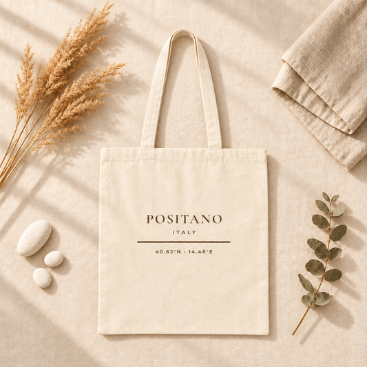 Positano Italy Tote Bag - Minimalist Typography