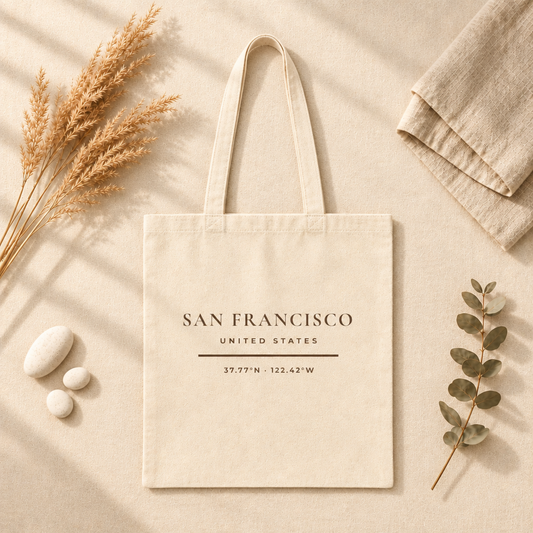 San Francisco California Tote Bag - Minimalist Typography