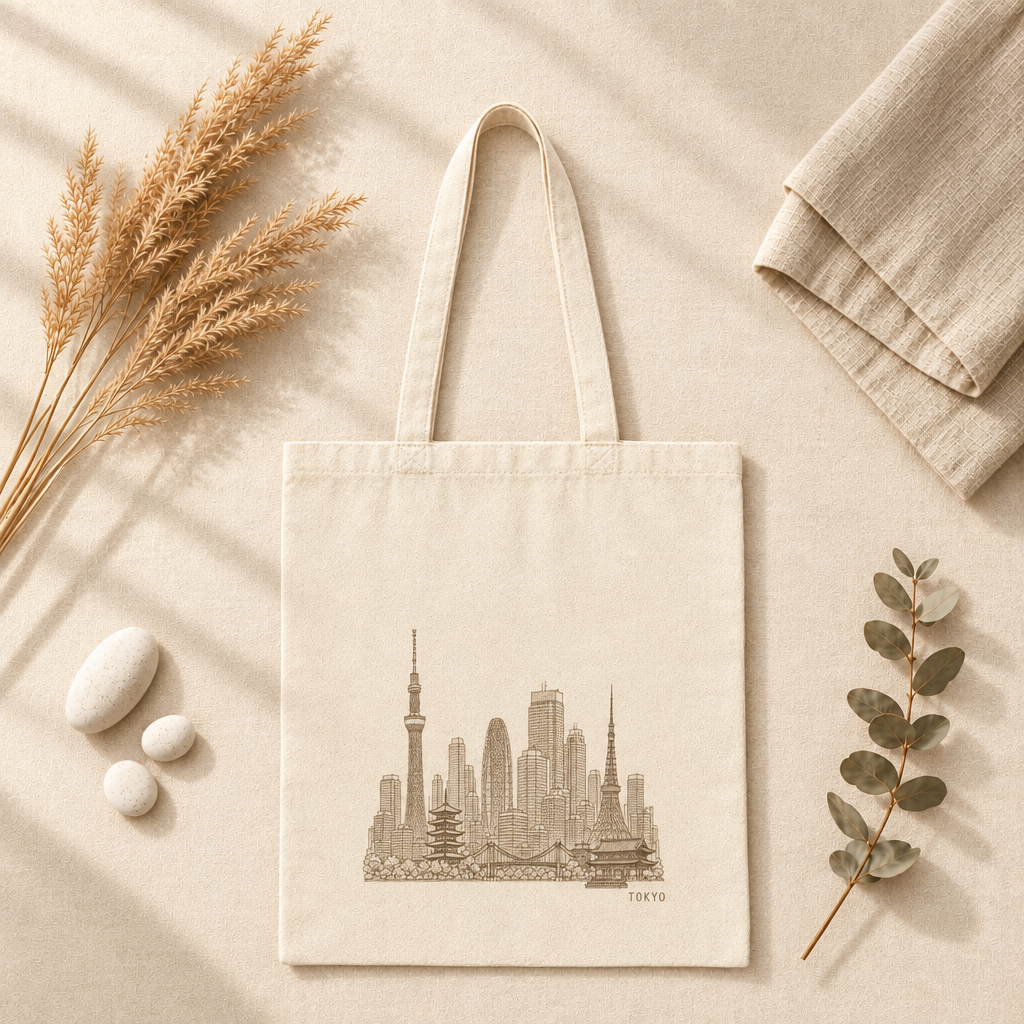 Tokyo Japan Tote Bag - Minimalist Skyline